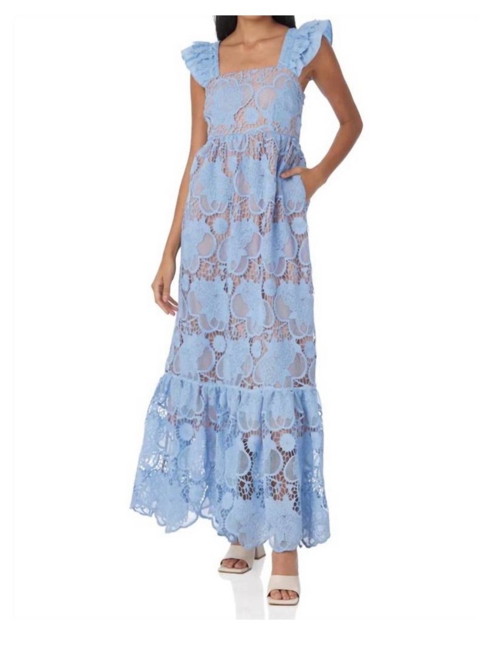 CROSBY by Mollie Burch Sky Blue Lace Maxi Dress